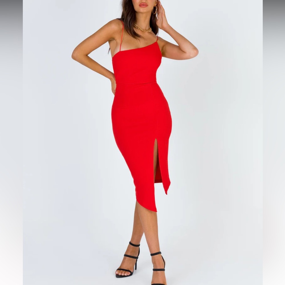 Princess Polly Red Midi Dress Size 8
